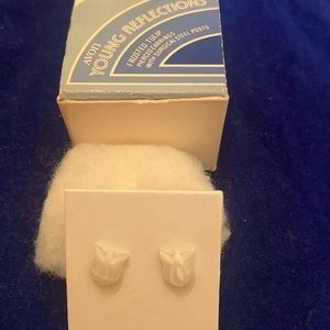 Vintage Avon frosted tulip pierced earrings with surgical steel post